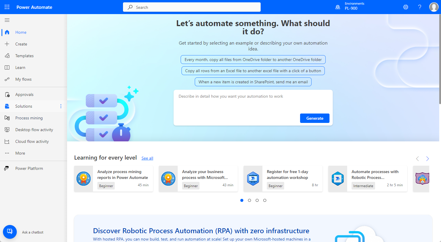 Screenshot of Power Automate maker portal.