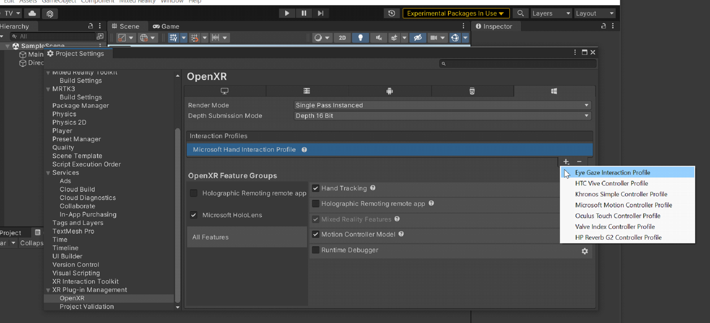 Screenshot of Add Interaction Profiles.