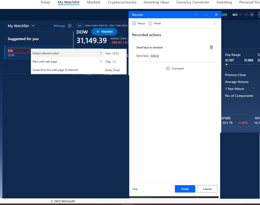 Screenshot of an extracted single value.
