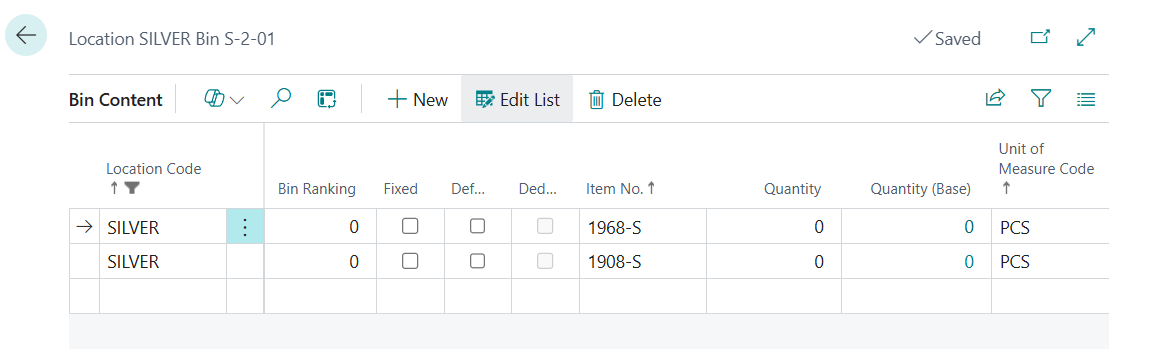 Screenshot of the Bin content information page.