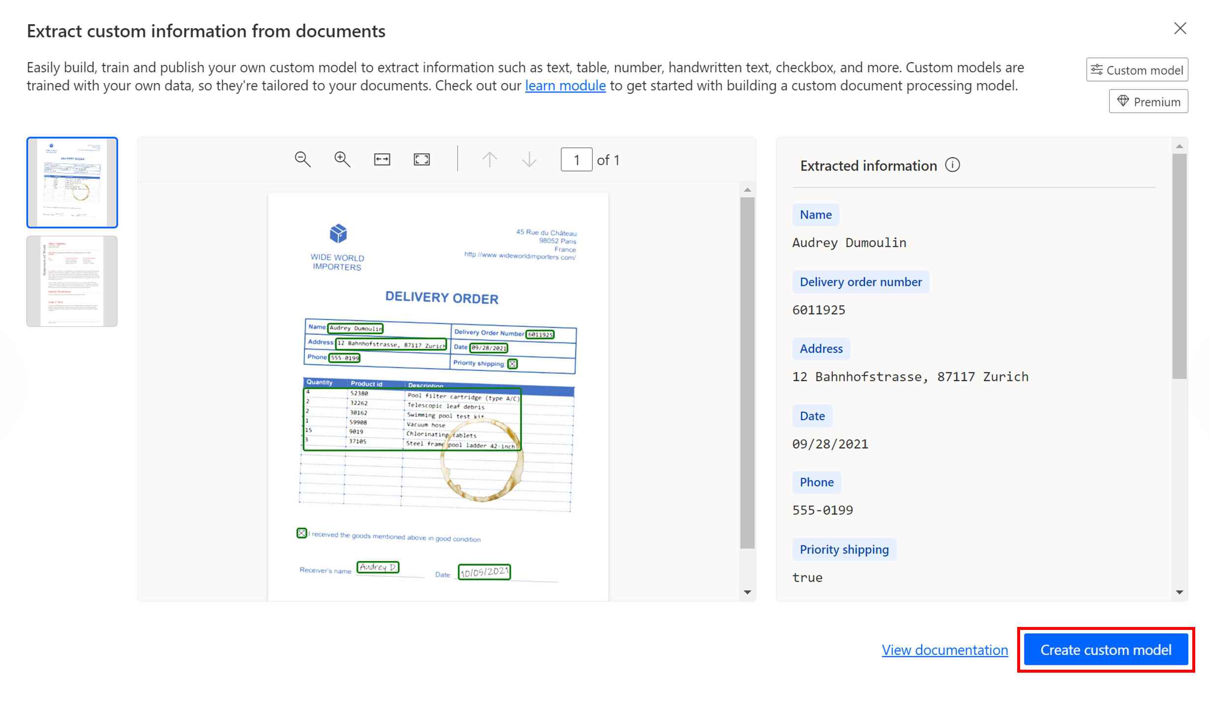 Screenshot of the Form Processing Get started page.