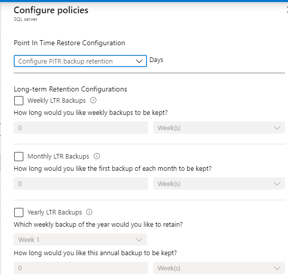 Configuring automated backups for Azure SQL Database