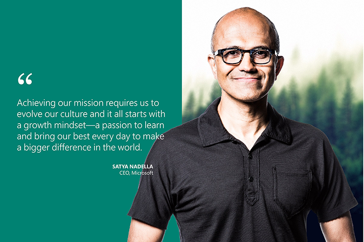 Photo quotes Microsoft CEO Satya Nadella: 