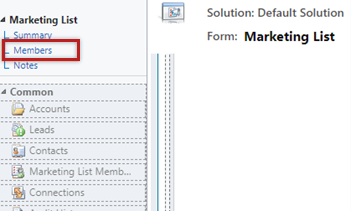 Wybierz pozycję Członkowie z mapy witryny Listy marketingowej.