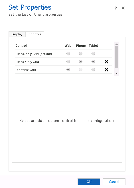 Zrzut ekranu przedstawia konfigurację kontrolki niestandardowej podsiatki dla wszystkich czynników formularza.