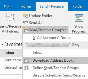 Zrzut ekranu przedstawiający stronę menu Wyślij/Odbierz.