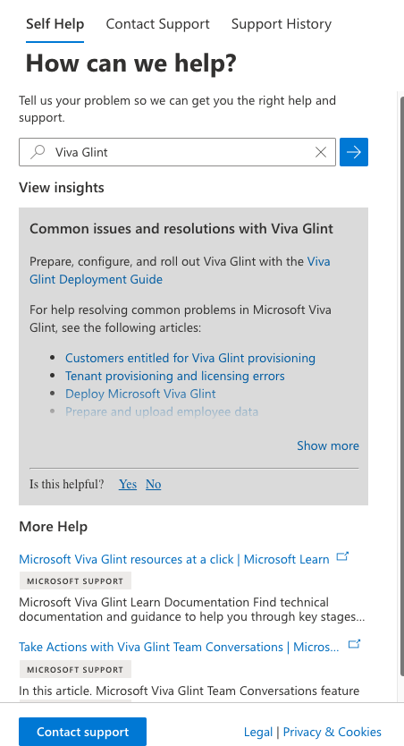Zrzut ekranu przedstawiający opcję Kontakt z pomocą techniczną.