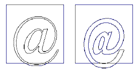 Outline for the at-sign and a distorted outline for at-sign