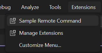 Zrzut ekranu przedstawiający przykładowe polecenie rozszerzenia.