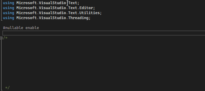 Animacja akcji wyboru z wielokrotnym kursorem w programie Visual Studio.