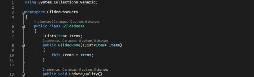 Animacja funkcji Sticky Scroll używana w kodzie języka C#.