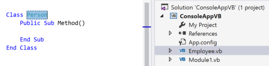  Zrzut ekranu przedstawiający wyróżniony kod typu synchronizacji — Visual Basic.
