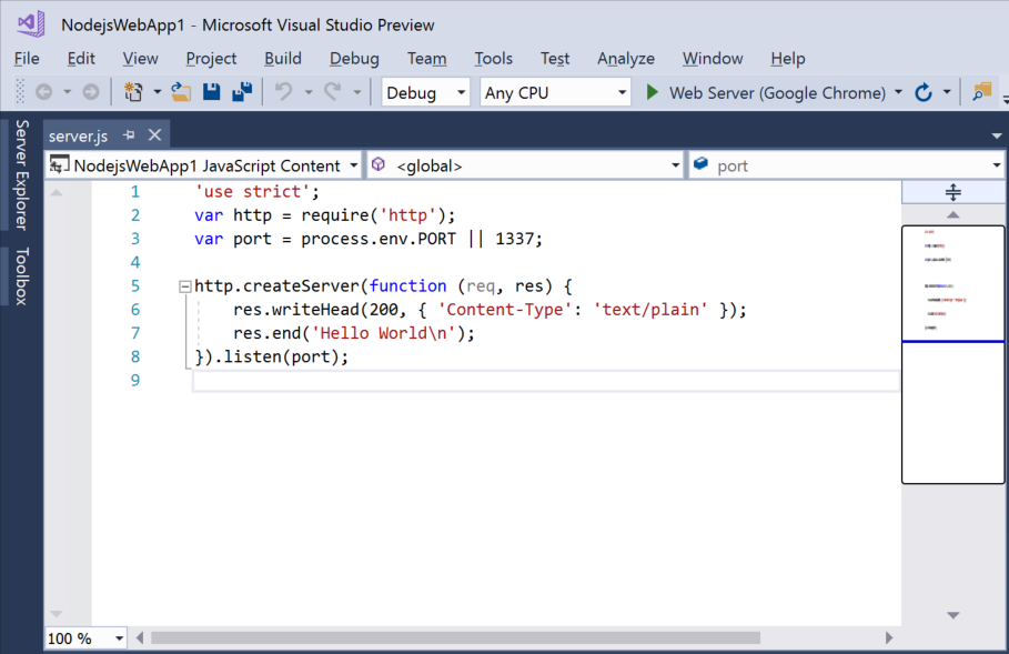 Screenshot of editor in Visual Studio.