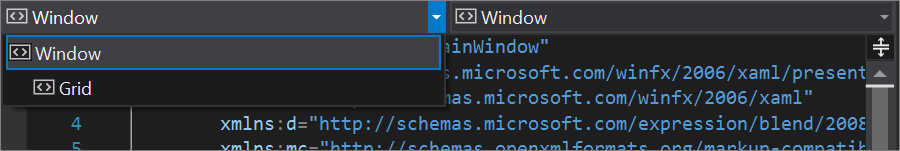 The Element: Window dropdown list in Visual Studio