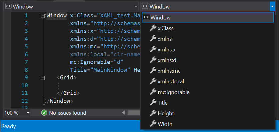 The Member: Window dropdown list in Visual Studio