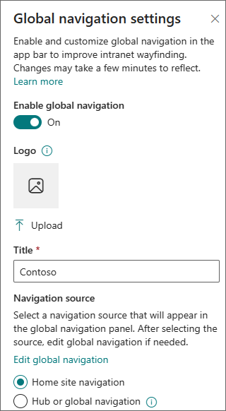 Image of where to specify the language for the global navigation.