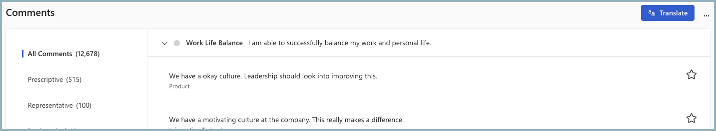 Screenshot of the Translate button in Comments exporting.