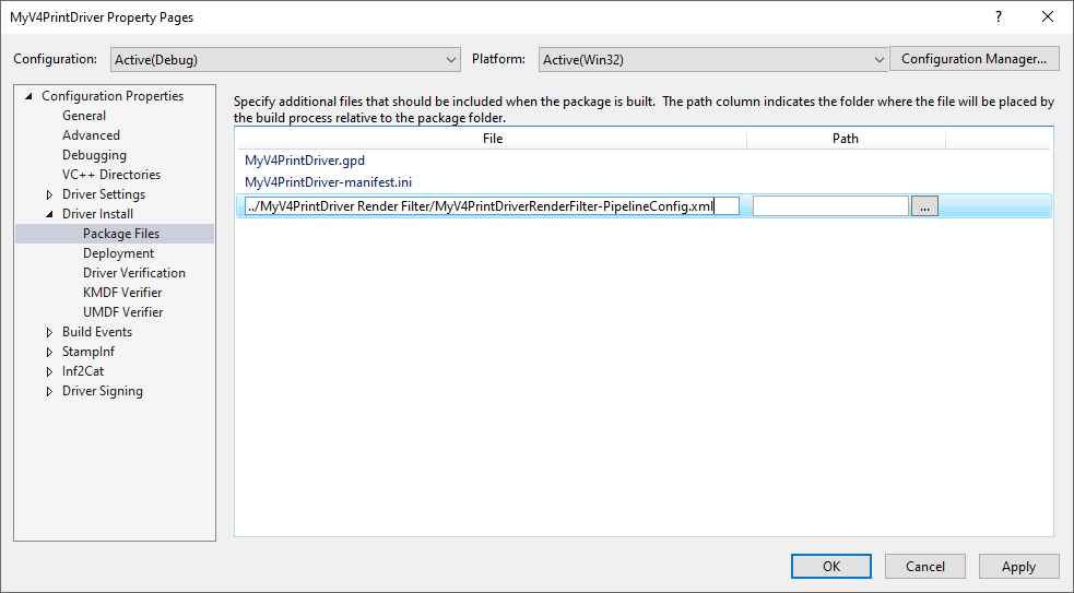 Zastąp symbol zastępczy ścieżką względną.