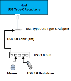 Diagram topologii do testowania przełącznika Type-A USB.
