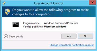 Screenshot that highlights the User Account Control dialog box you'll see when verifying the GPO settings.