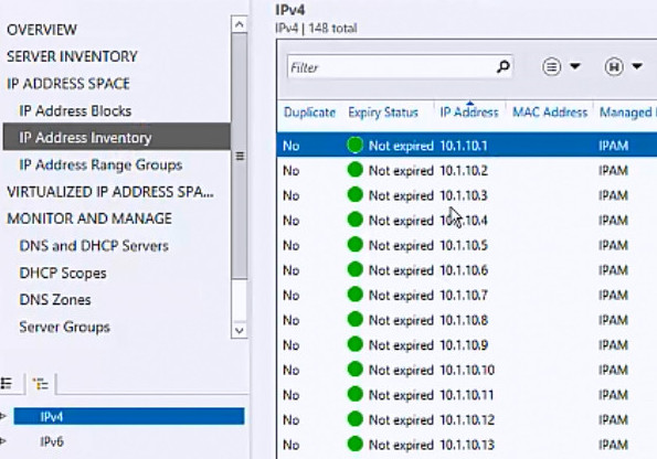 View IP address inventory