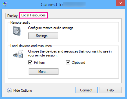 Zrzut ekranu przedstawiający kartę Zasoby lokalne.