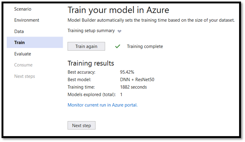 Pomyślne trenowanie modelu