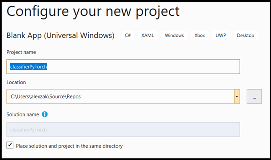 Nowa konfiguracja aplikacji platformy UWP