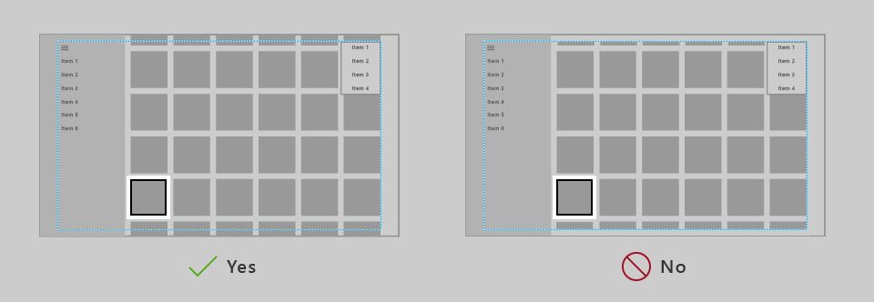 TV safe area grid cutoff