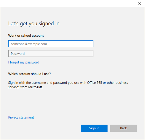 Microsoft Entra sign-in using Settings app.