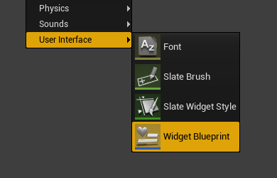 Zrzut ekranu przedstawiający dodawanie strategii widżetu z menu Unreal