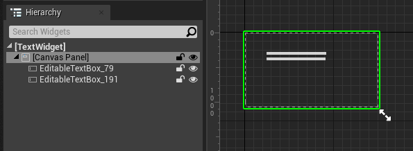 Zrzut ekranu przedstawiający okno hierarchii z wyróżnionym i rozwiniętym składnikiem widżetu tekstu