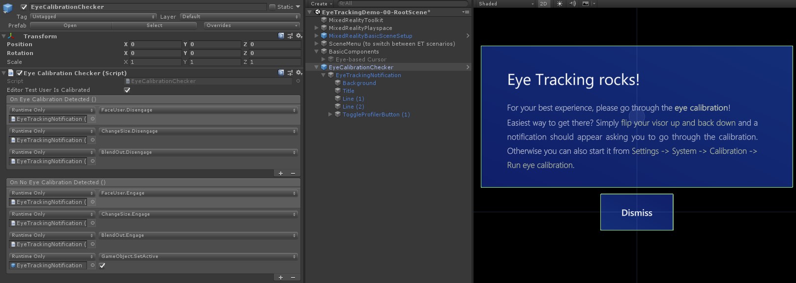 Zrzut ekranu przedstawiający powiadomienie o kalibracji oczu