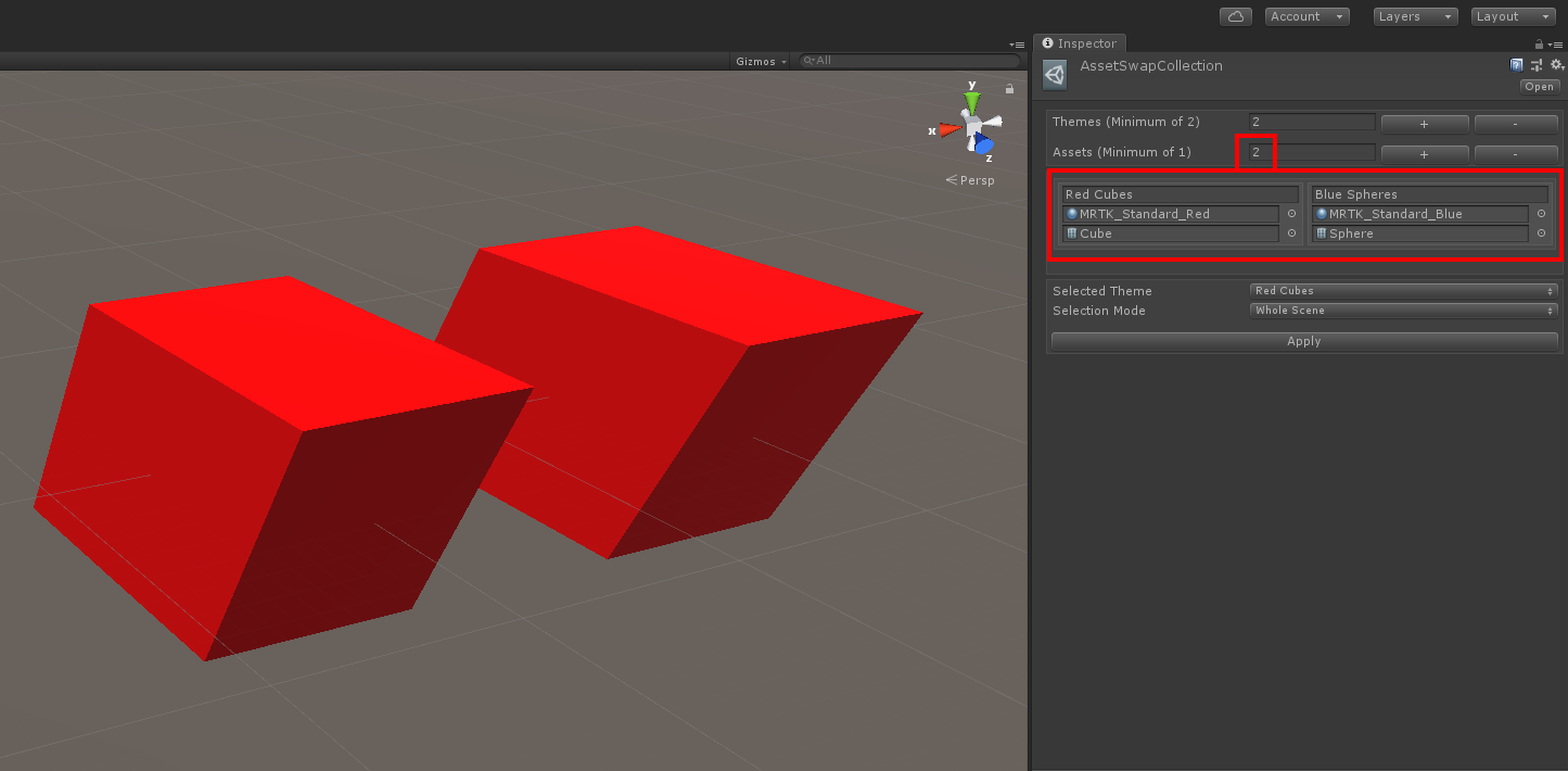 Kolekcja zamiany zasobów w edytorze aparatu Unity