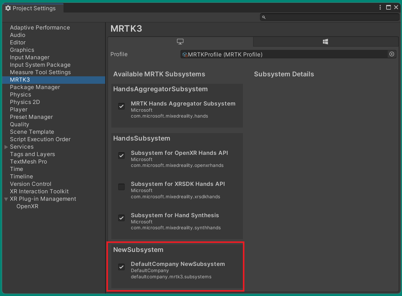 Włączanie nowego podsystemu