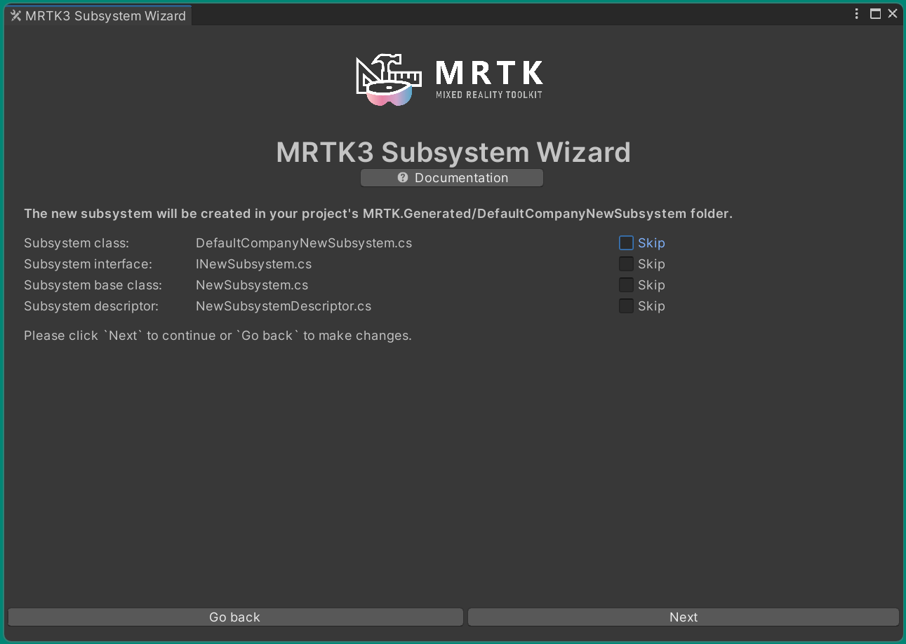 Gotowy do wygenerowania podsystemu
