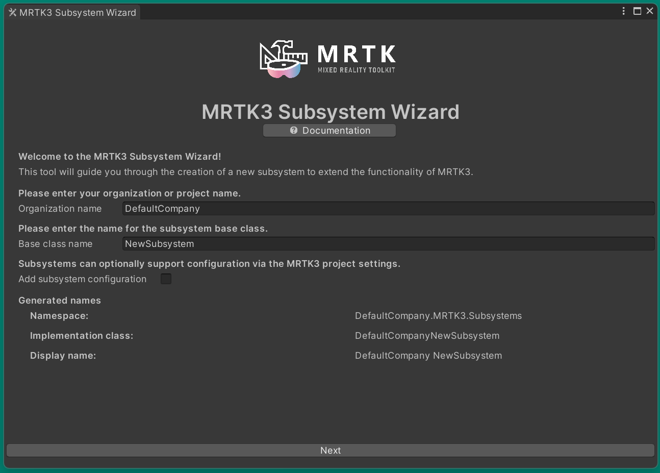 Podawanie nazw podsystemów