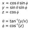 equations of the relationship between cartesian and spherical coordinates