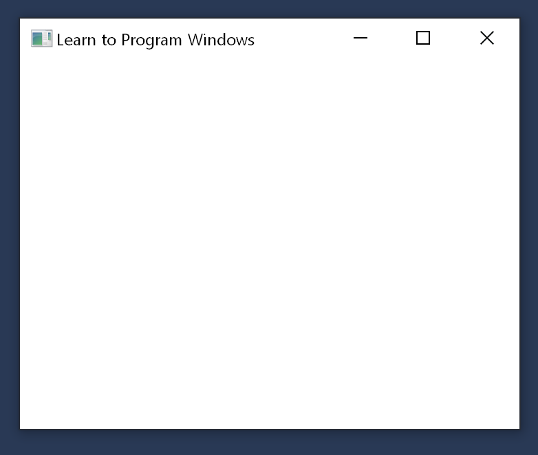 Zrzut ekranu przykładowego programu, który pokazuje, że jest to puste okno z tytułem Learn to Program Windows.