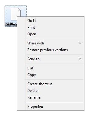 zrzut ekranu przedstawiający 'do it default' verb menu skrótów