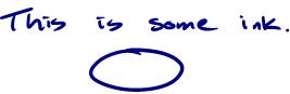 ink sample "this is some ink." with a circle below it