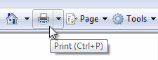 Screenshot that shows print button with the tooltip 'Print (Ctrl+P)' displayed.