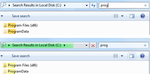 zrzut ekranu przedstawiający wyróżnianie zanikania nazw plików 