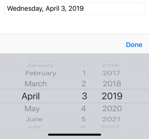 Selektor daty Zrzut ekranu przedstawiający platformę DatePicker