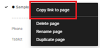 Copy link to page option inside Figma.