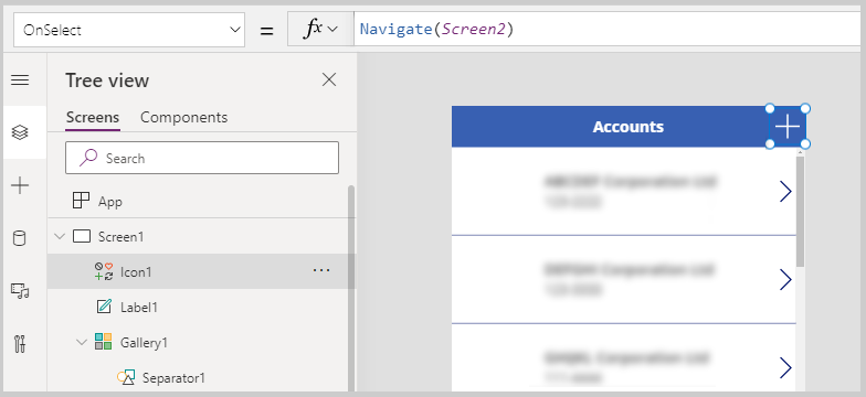Configure navigation to screen 2 Configure navigation to screen 2
