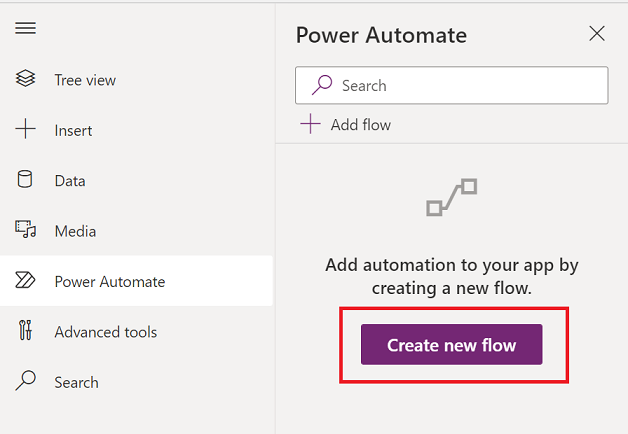 Select Create a new flow to create Select Create a new flow.
