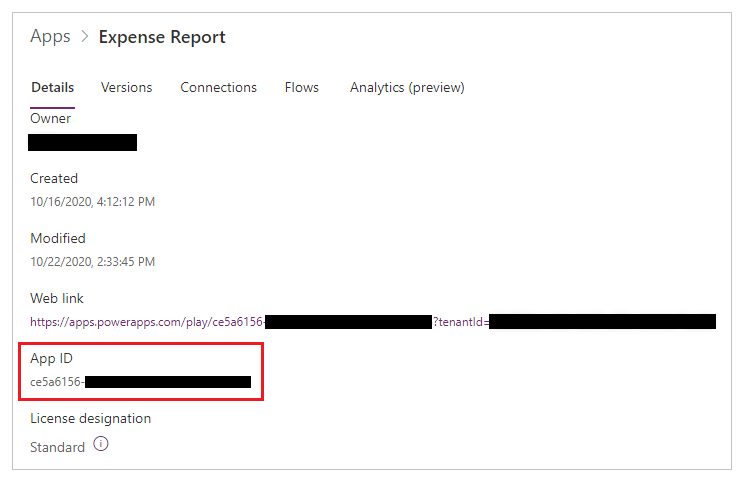 Copy app ID from details Copy app ID from details.