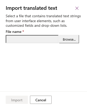 Import localized text Import selected file.