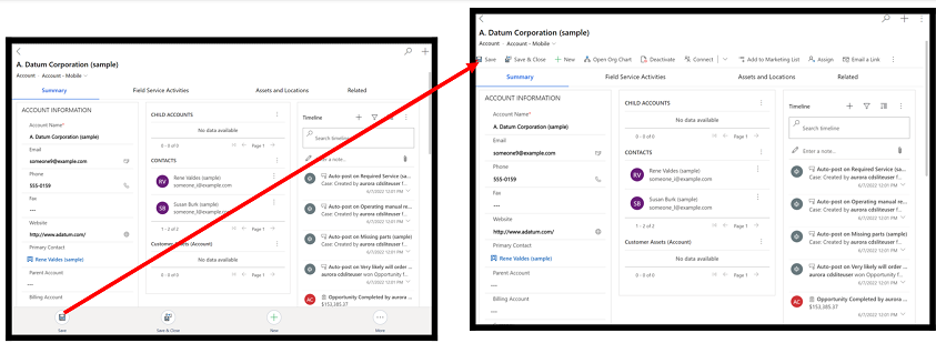Command bar on tablet. Command bar on tablet.